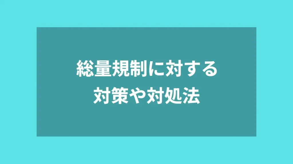 総量規制に対する対策や対処法